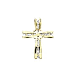 Small Women's Diamond Cross Pendant 14K Yellow Gold 9 Small Women's Diamond Cross Pendant 14K Yellow Gold -Borcely Jewelry Sales small womens diamond cross pendant in solid 14k gold backye