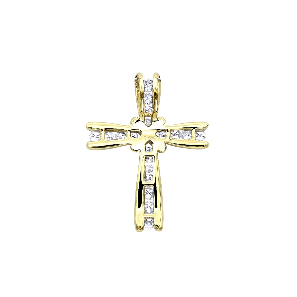 Small Women's Diamond Cross Pendant 14K Yellow Gold 4 Small Women's Diamond Cross Pendant 14K Yellow Gold - Image 4