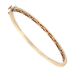 Solid 14K Yellow Gold Diamond Bangle Bracelet For Women 2ct By Luxurman -Borcely Jewelry Sales solid 14k gold diamond bangle bracelet for women 2ct by luxurman backro 1