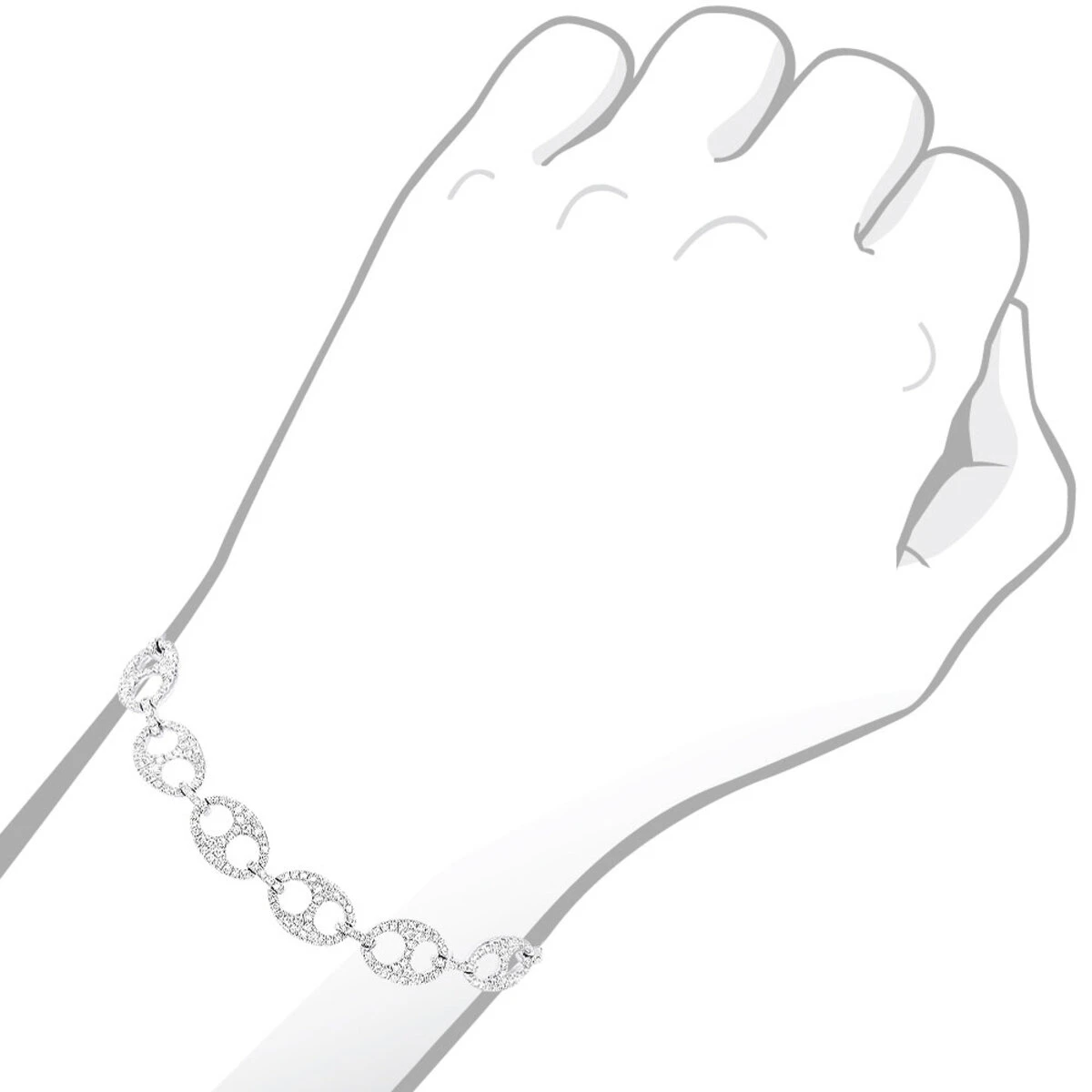 2.3 Carat Gucci Link Diamond Bracelet For Women Solid 14K White Gold 4 2.3 Carat Gucci Link Diamond Bracelet For Women Solid 14K White Gold - Image 4