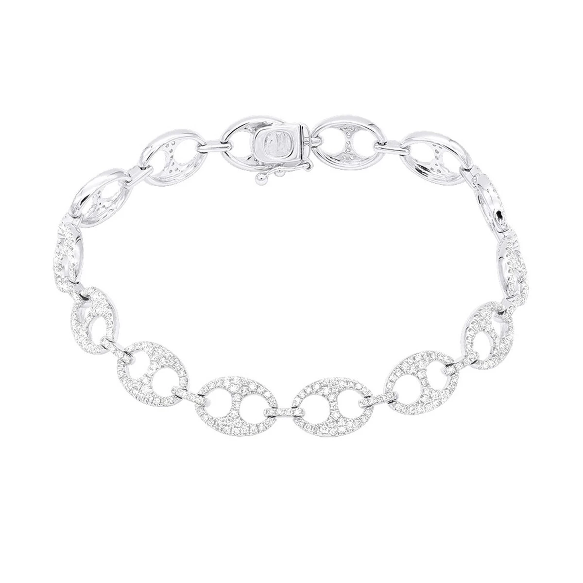 2.3 Carat Gucci Link Diamond Bracelet For Women Solid 14K White Gold 1 2.3 Carat Gucci Link Diamond Bracelet For Women Solid 14K White Gold