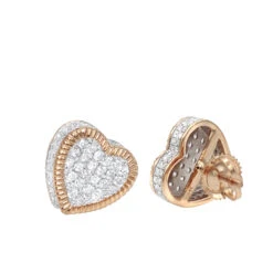 Solid 14K White Gold Large Heart Diamond Stud Earrings For Women 1ct By Luxurman -Borcely Jewelry Sales solid 14k gold large heart diamond stud earrings for women 1ct by luxurman mainro