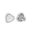 Solid 14K White Gold Large Heart Diamond Stud Earrings For Women 1ct By Luxurman