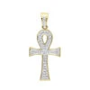14K Yellow Gold Mini Diamond Egyptian Ankh Cross Pendant For Women 0.2ct