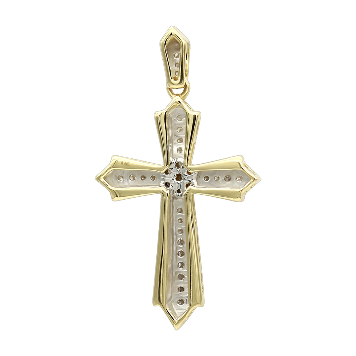 14K Yellow Gold Small Diamond Cross Pendant For Women 0.2ct 4 14K Yellow Gold Small Diamond Cross Pendant For Women 0.2ct - Image 4