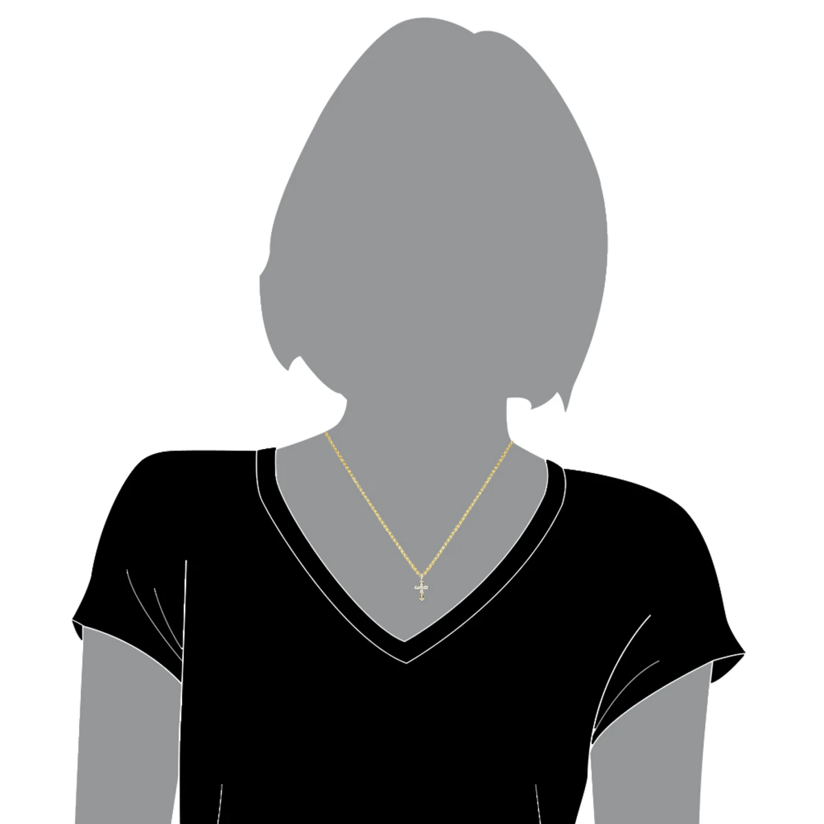 14K Yellow Gold Small Diamond Cross Pendant For Women 0.2ct 5 14K Yellow Gold Small Diamond Cross Pendant For Women 0.2ct - Image 5