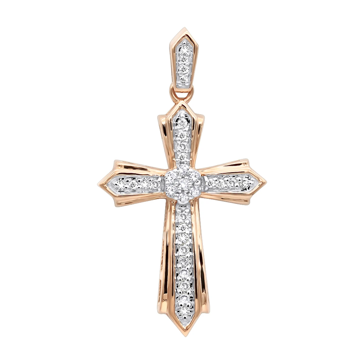 14K Yellow Gold Small Diamond Cross Pendant For Women 0.2ct 3 14K Yellow Gold Small Diamond Cross Pendant For Women 0.2ct - Image 3