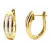 Solid 10K Yellow Gold Baguette Diamond Earrings Hoops 1/2ct
