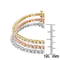 Stackable Round Diamond Tennis Bracelet 10K Gold 4.5ct -Borcely Jewelry Sales stackable round diamond tennis bracelet in 10k yellow rose white gold 45ct ruler