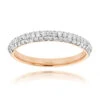 Thin 14K Rose Gold Women's Pave Diamonds Band By Luxurman 0.6ct
