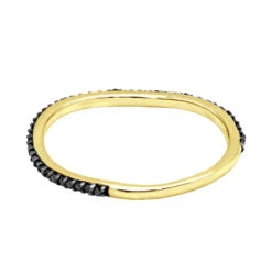 Thin Black Diamond Band For Women 14K Yellow Gold 0.15ct Curved Stackable Ring 16 Thin Black Diamond Band For Women 14K Yellow Gold 0.15ct Curved Stackable Ring -Borcely Jewelry Sales thin black diamond band in 14k gold 019ct stackable rings p 49481 backye