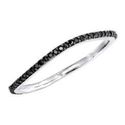 Thin Black Diamond Band For Women 14K Yellow Gold 0.15ct Curved Stackable Ring 13 Thin Black Diamond Band For Women 14K Yellow Gold 0.15ct Curved Stackable Ring -Borcely Jewelry Sales thin black diamond band in 14k gold 019ct stackable rings p 49481 wh