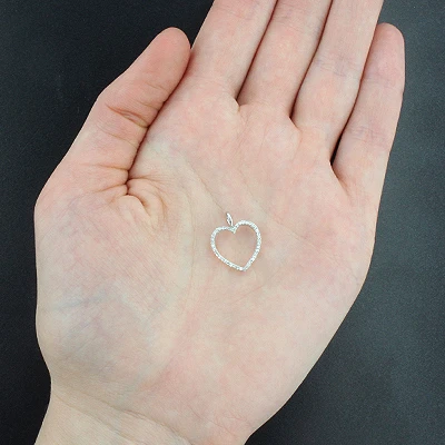 Small Diamond Heart Pendant 0.17ct 10K White Gold Charm 3 Small Diamond Heart Pendant 0.17ct 10K White Gold Charm - Image 3