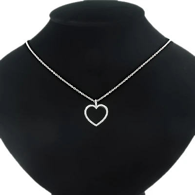 Small Diamond Heart Pendant 0.17ct 10K White Gold Charm 4 Small Diamond Heart Pendant 0.17ct 10K White Gold Charm - Image 4