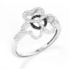 Triple Heart Ring With Black And White Diamonds 0.26ct 14K White Gold