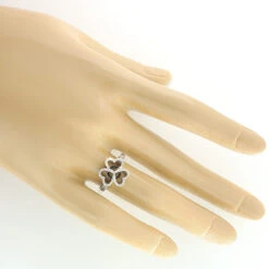 Triple Heart Ring With Black And White Diamonds 0.26ct 14K White Gold -Borcely Jewelry Sales triple heart ring with black and white diamonds 026ct 14k gold 3