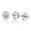 Two Carat 14K White Gold Solitaire Round Diamond Bezel Stud Earrings 7mm