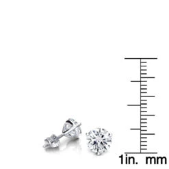 Two Carat 14K White Gold Solitaire Round Diamond Martini Stud Earrings -Borcely Jewelry Sales two carat 14k gold solitaire round diamond martini stud earrings rulerwh