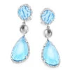 Unique 14K White Gold Blue Topaz Ladies Diamond Drop Earrings 0.64ct