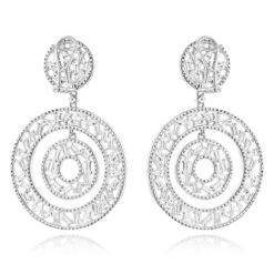 Unique 14K White Gold Designer Baguette Round Diamond Earrings For Women 7ct -Borcely Jewelry Sales unique 14k gold designer baguette round diamond earrings for women 7ct backwh