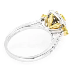 Unique 14K White Gold One Carat Yellow White Diamond Ring For Women By Luxurman -Borcely Jewelry Sales unique 14k gold one carat yellow white diamond ring for women by luxurman backwh