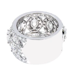 Unique 14K White Gold Wide Diamond Wedding Band 6.55ct Ladies Anniversary Ring -Borcely Jewelry Sales unique 14k gold wide diamond wedding band 655ct ladies anniversary ring 000799 backwh