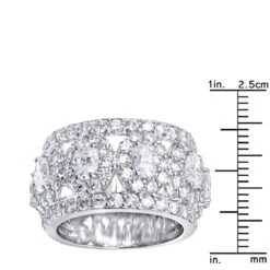 Unique 14K White Gold Wide Diamond Wedding Band 6.55ct Ladies Anniversary Ring -Borcely Jewelry Sales unique 14k gold wide diamond wedding band 655ct ladies anniversary ring 000799 rulerwh