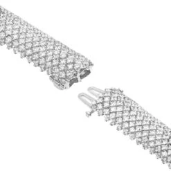 Unique 18K White Gold Ladies Diamond Bracelet 14.6ct G/VS By Luxurman -Borcely Jewelry Sales unique 18k gold ladies diamond bracelet 146ct gvs by luxurman backwh