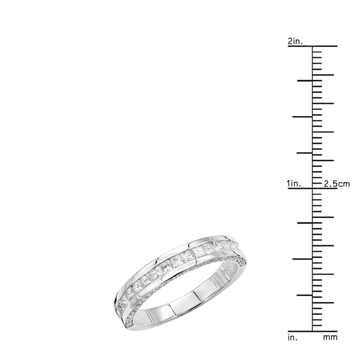 Unique Women's Wedding Ring 2 Carat Round & Princes Diamond Band 14K White Gold 4mm 8 Unique Women's Wedding Ring 2 Carat Round & Princes Diamond Band 14K White Gold 4mm - Image 8