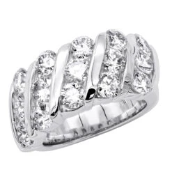 Unique 3 Carat Women's Diamond Wedding Band 18K White Gold Anniversary Ring