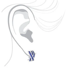 Unique Designer Diamonds And Blue Sapphires Earrings For Her 14K White Gold -Borcely Jewelry Sales unique designer diamonds and blue sapphires earrings for her 14k gold bodwh