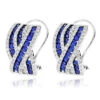 Unique Designer Diamonds And Blue Sapphires Earrings For Her 14K White Gold