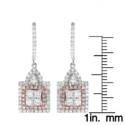Unique Designer White And Pink Diamond Earrings For Women 14K Gold 1.75ct 12 Unique Designer White And Pink Diamond Earrings For Women 14K Gold 1.75ct -Borcely Jewelry Sales unique designer white and pink diamond earrings for women 14k gold 175ct ruler