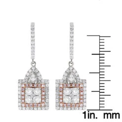 Unique Designer White And Pink Diamond Earrings For Women 14K Gold 1.75ct 13 Unique Designer White And Pink Diamond Earrings For Women 14K Gold 1.75ct -Borcely Jewelry Sales unique designer white and pink diamond earrings for women 14k gold 175ct rulerwh