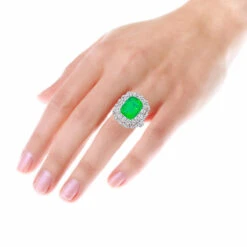 Unique Diamond And Emerald Cocktail Ring For Women 18K White Gold 9.7 Carats -Borcely Jewelry Sales unique diamond and emerald cocktail ring for women in 18k gold 97 carats 802634 bodwh