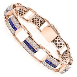 Unique Diamond And Sapphires Bracelet 14K White Gold -Borcely Jewelry Sales unique diamond and sapphires bracelet in 14k yellow rose or white gold rose