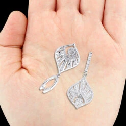 Unique Diamond Drop Earrings For Women 2.4ct 14K White Gold -Borcely Jewelry Sales unique diamond drop earrings for women 24ct 14k gold 4