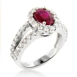 Unique Halo Diamond And Ruby Engagement Ring In Platinum 1ctd 1.35ctr -Borcely Jewelry Sales unique halo diamond and ruby engagement ring in platinum 095ctd 135ctr 2