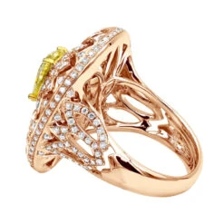 Unique 18K White Gold White & Pear Yellow Diamond Cocktail Ring For Women -Borcely Jewelry Sales unique jewelry white pear yellow diamond cocktail ring for women 18k gold 804023 backro