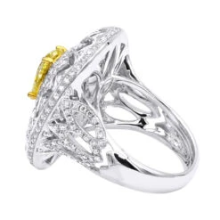 Unique 18K White Gold White & Pear Yellow Diamond Cocktail Ring For Women -Borcely Jewelry Sales unique jewelry white pear yellow diamond cocktail ring for women 18k gold 804023 backwh