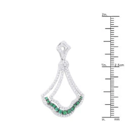 Unique Ladies 1.3 Carat Diamond And Emerald Pendant Necklace 14K White Gold -Borcely Jewelry Sales unique ladies 13 carat diamond and emerald pendant necklace in 14k gold 100488 rulerwh