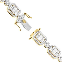 Unique Diamond Necklace For Women 10K Yellow Gold 17 Carats -Borcely Jewelry Sales unique ladies diamond necklace 14k gold 17 carats baguette round diamonds clasp yellow