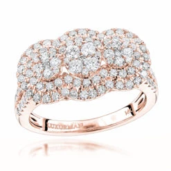 Unique Luxurman Double Halo Cluster Diamond Engagement Ring 1.6ct 14K White Gold -Borcely Jewelry Sales unique luxurman double halo cluster diamond engagement ring 16ct 14k gold ro