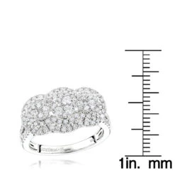 Unique Luxurman Double Halo Cluster Diamond Engagement Ring 1.6ct 14K White Gold -Borcely Jewelry Sales unique luxurman double halo cluster diamond engagement ring 16ct 14k gold rulerwh