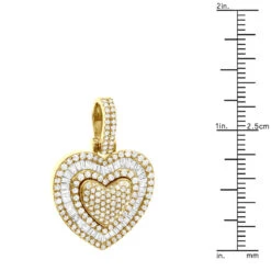 Large Ladies Unique Round Baguette Diamond Heart Shape Pendant 2 Carat 14K Yellow Gold -Borcely Jewelry Sales unique oversized round and baguette diamond heart pendant 2 carat 14k gold 803235 ruler yellow