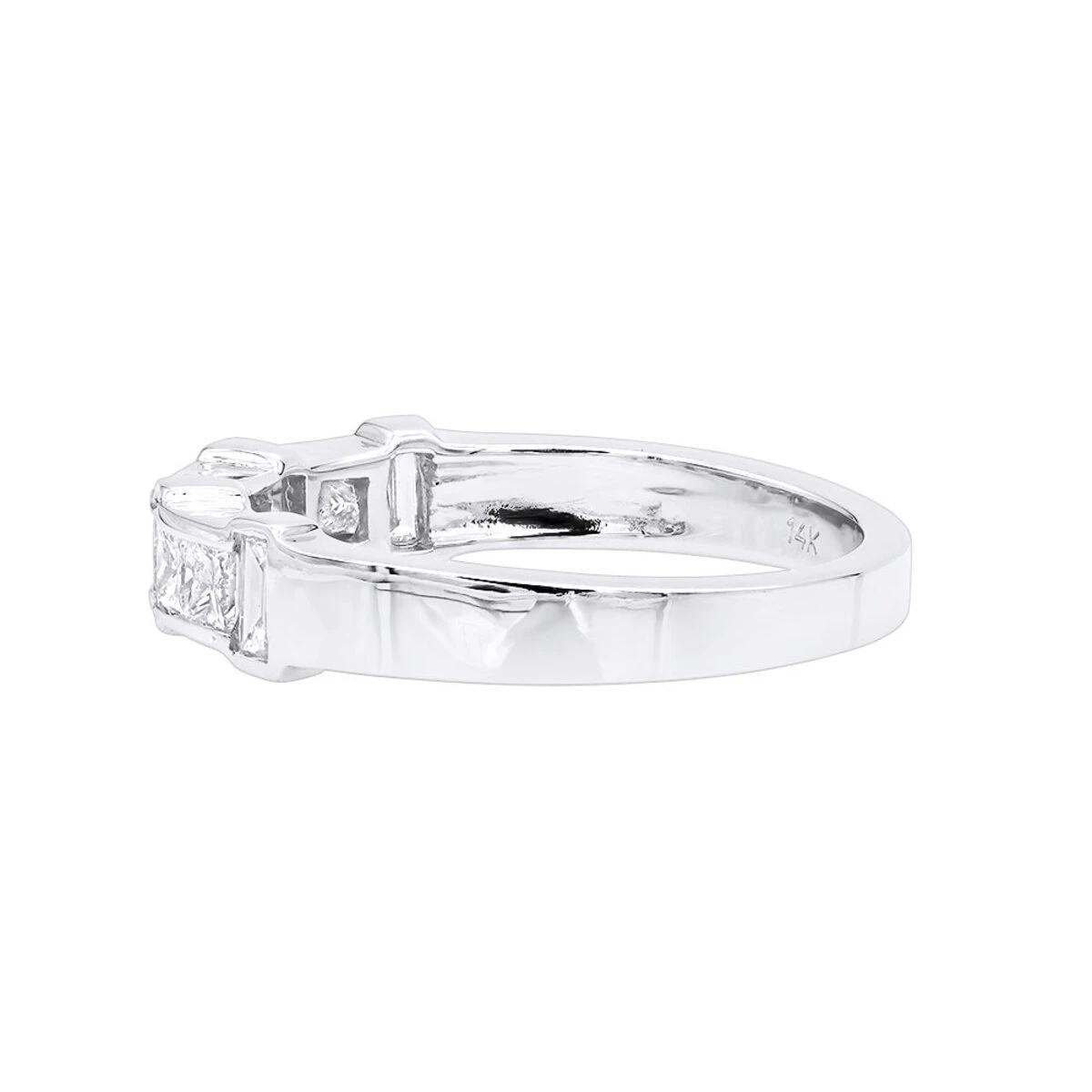 Unique Women's Anniversary Ring 14K White Gold Princess Baguatte Diamond Wedding Band 4 Unique Women's Anniversary Ring 14K White Gold Princess Baguatte Diamond Wedding Band - Image 4