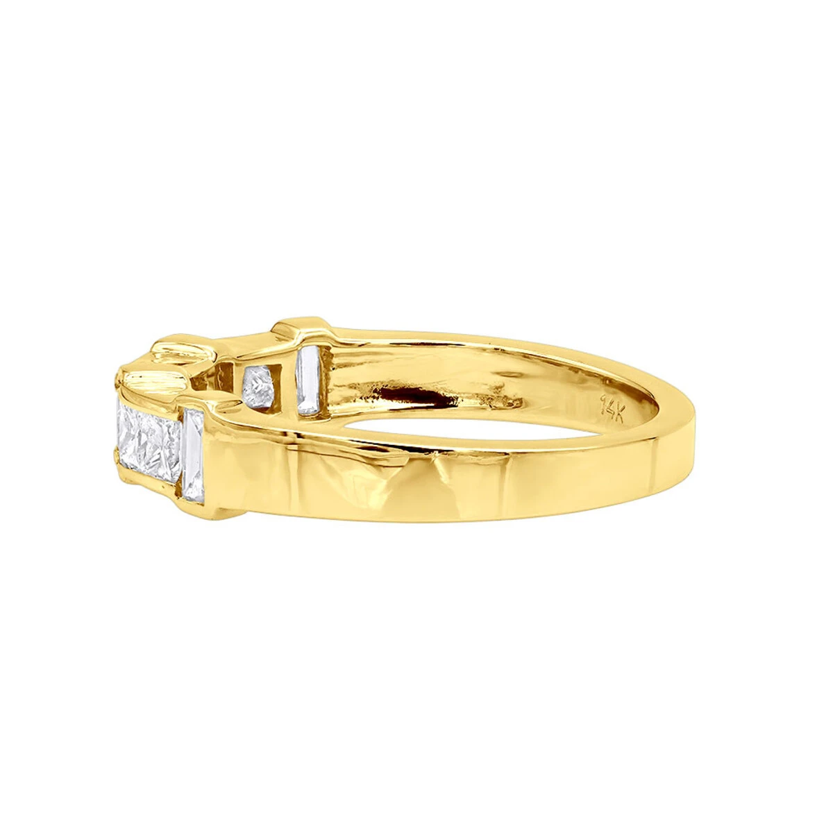 Unique Women's Anniversary Ring 14K White Gold Princess Baguatte Diamond Wedding Band 5 Unique Women's Anniversary Ring 14K White Gold Princess Baguatte Diamond Wedding Band - Image 5