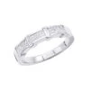 Unique Women's Anniversary Ring 14K White Gold Princess Baguatte Diamond Wedding Band