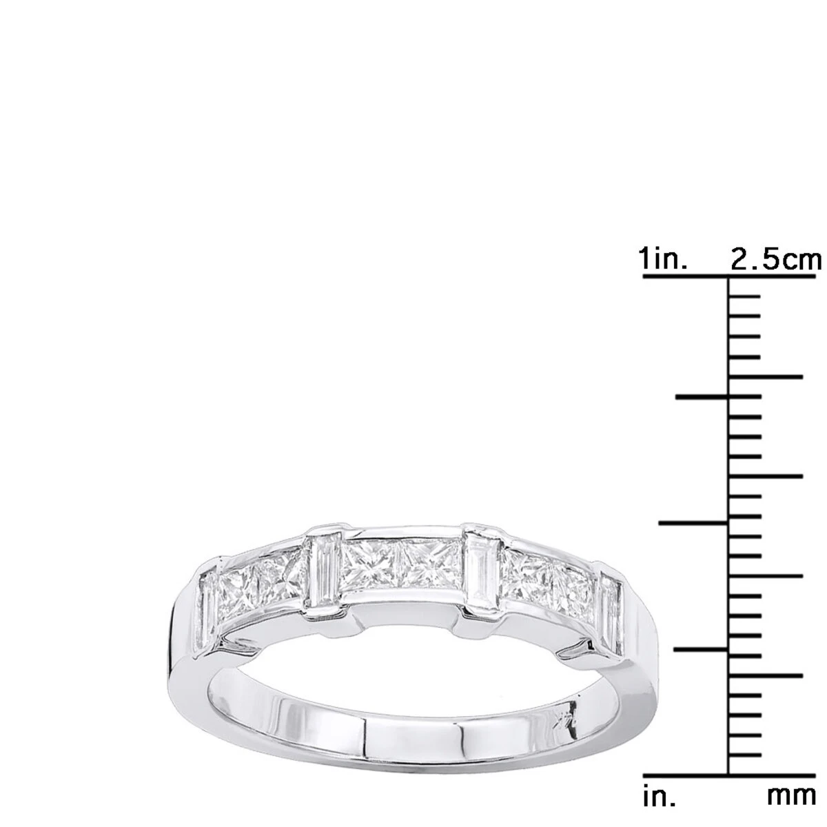 Unique Women's Anniversary Ring 14K White Gold Princess Baguatte Diamond Wedding Band 8 Unique Women's Anniversary Ring 14K White Gold Princess Baguatte Diamond Wedding Band - Image 8