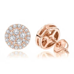 Unisex Round Diamond Stud Earrings Clusters 14K White Gold 1.75ct -Borcely Jewelry Sales unisex round diamond stud earrings clusters in 14k gold 175ct ro